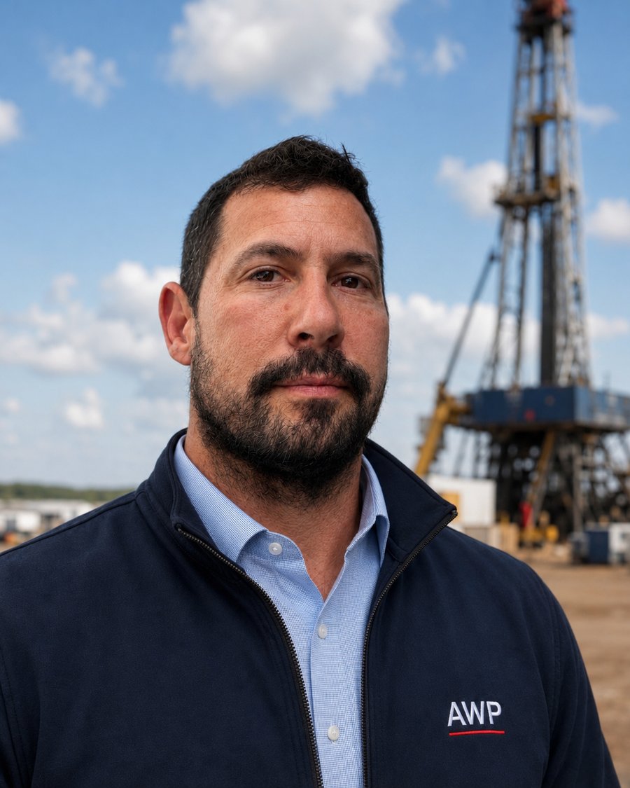Matthew Laird at a drilling rig